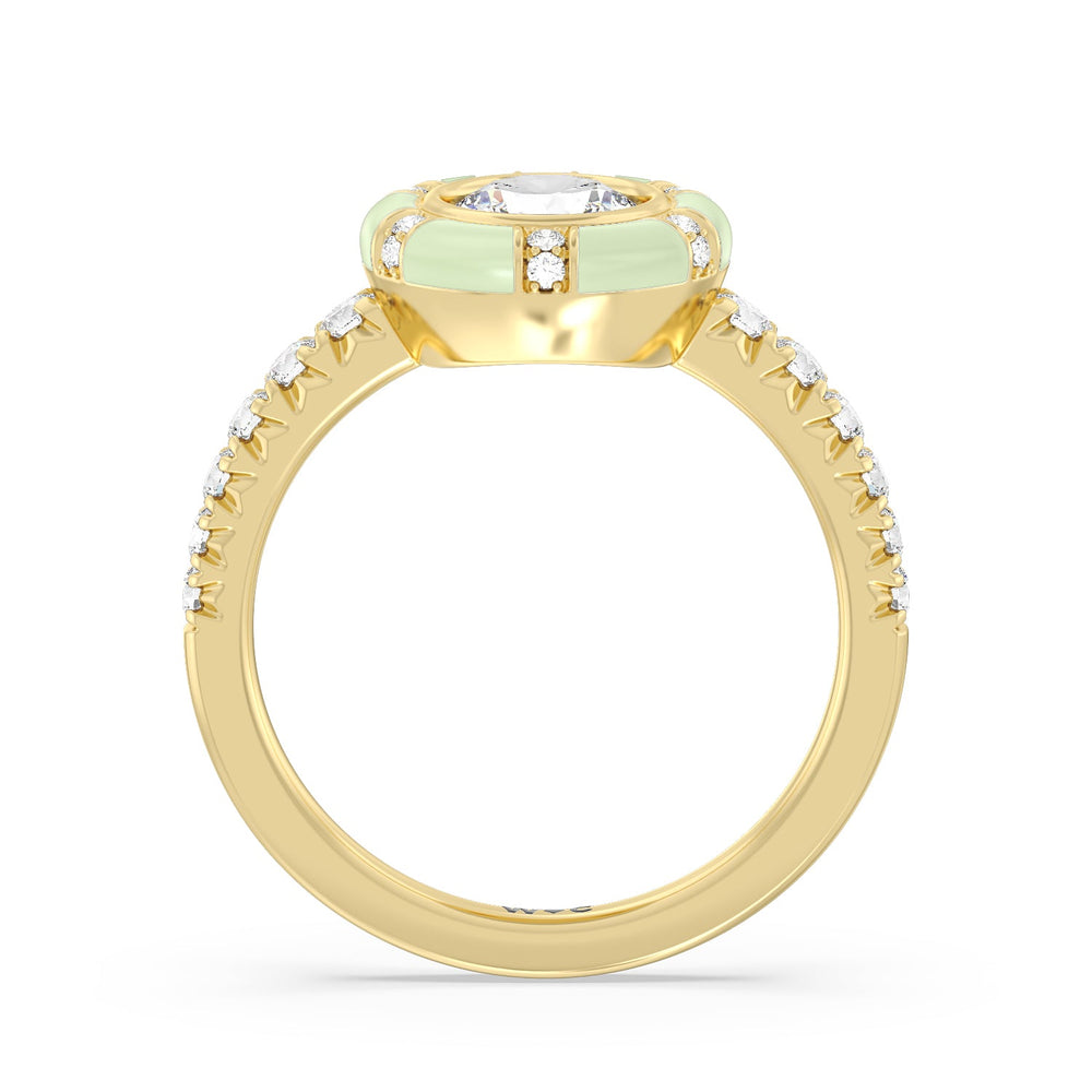 Accent Round Diamond Ring in Ceramic with 14KT Yellow Gold / Olive / 1 1/3 Cut Diamond in 14KT Yellow Gold / Olive / 1 1/3 view 2
