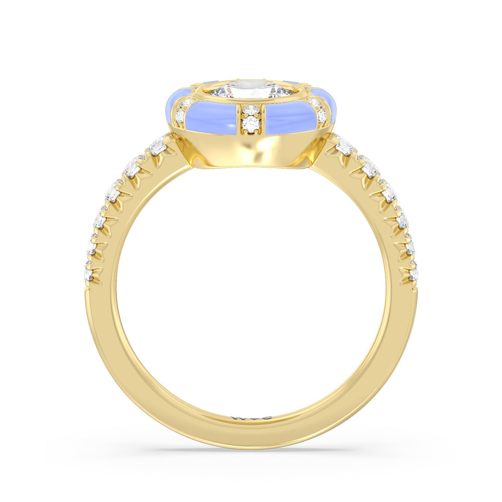 Accent Round Diamond Ring in Ceramic with 14KT Yellow Gold / Sky / 1 1/3 Cut Diamond in 14KT Yellow Gold / Sky / 1 1/3 view 2
