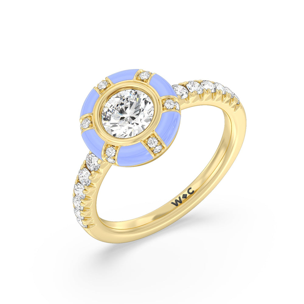 Accent Round Diamond Ring in Ceramic with 14KT Yellow Gold / Sky / 1 1/3 Cut Diamond in 14KT Yellow Gold / Sky / 1 1/3 view 3
