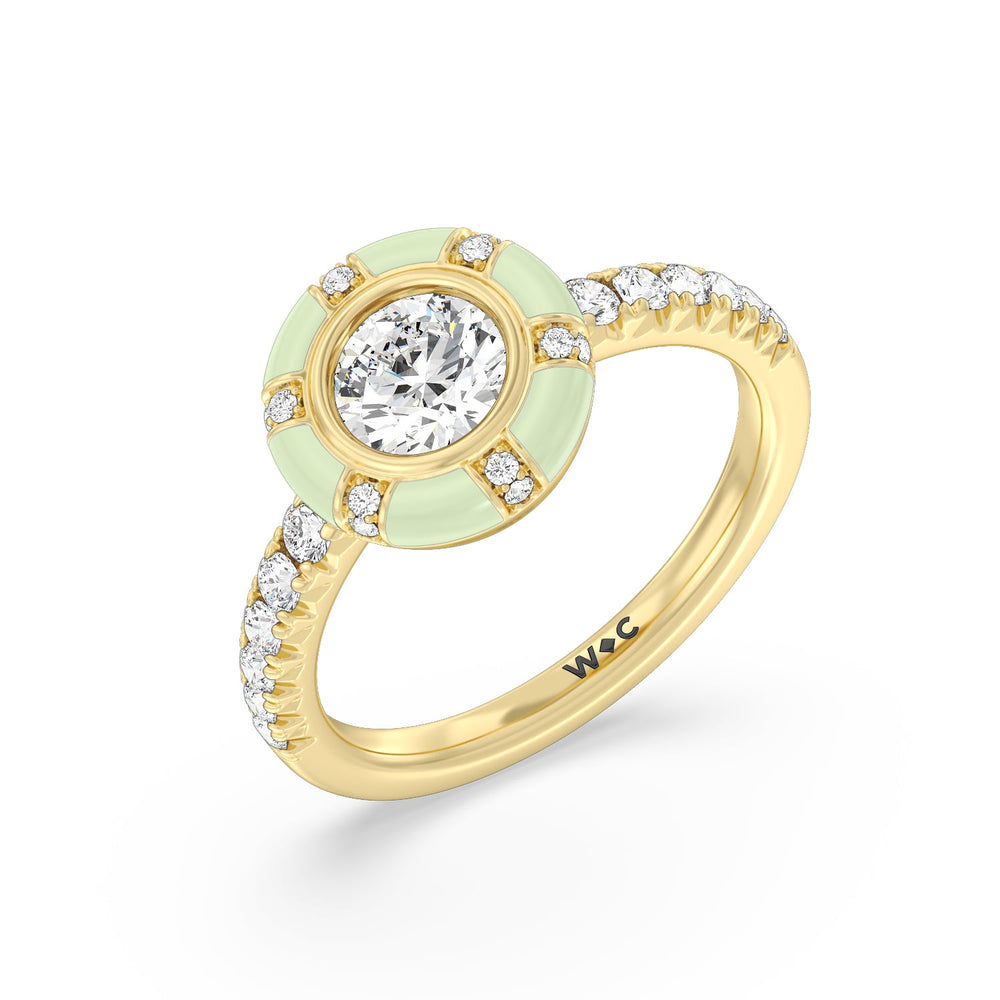 Accent Round Diamond Ring in Ceramic with 14KT Yellow Gold / Olive / 1 1/3 Cut Diamond in 14KT Yellow Gold / Olive / 1 1/3 view 3
