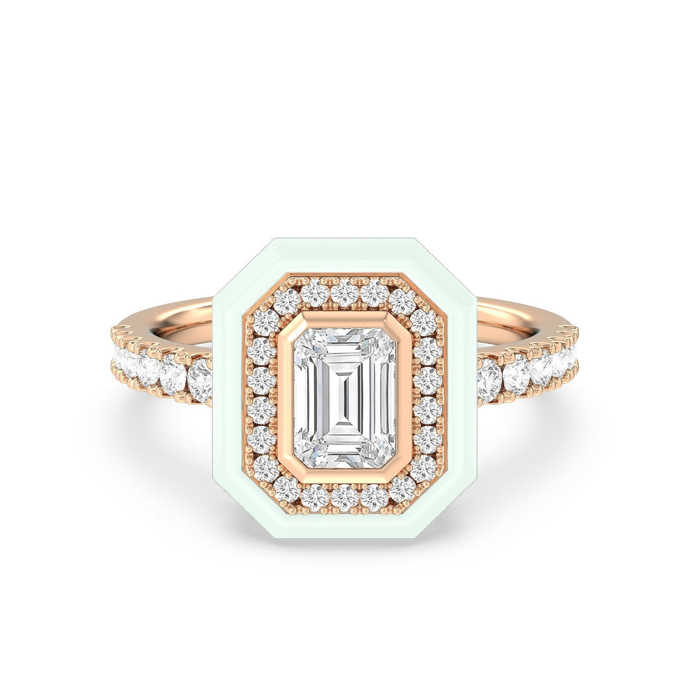 Accent Emerald Diamond Ring in Ceramic with 14KT Rose Gold / Honeydew / 1 3/8 Cut Diamond in 14KT Rose Gold / Honeydew / 1 3/8 view 1
