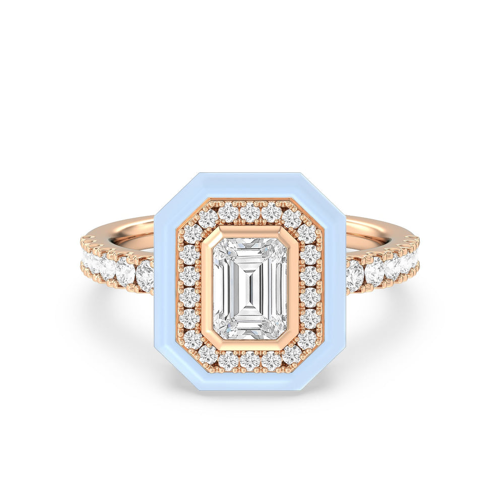 Accent Emerald Diamond Ring in Ceramic with 14KT Rose Gold / Mist / 1 3/8 Cut Diamond in 14KT Rose Gold / Mist / 1 3/8 view 1
