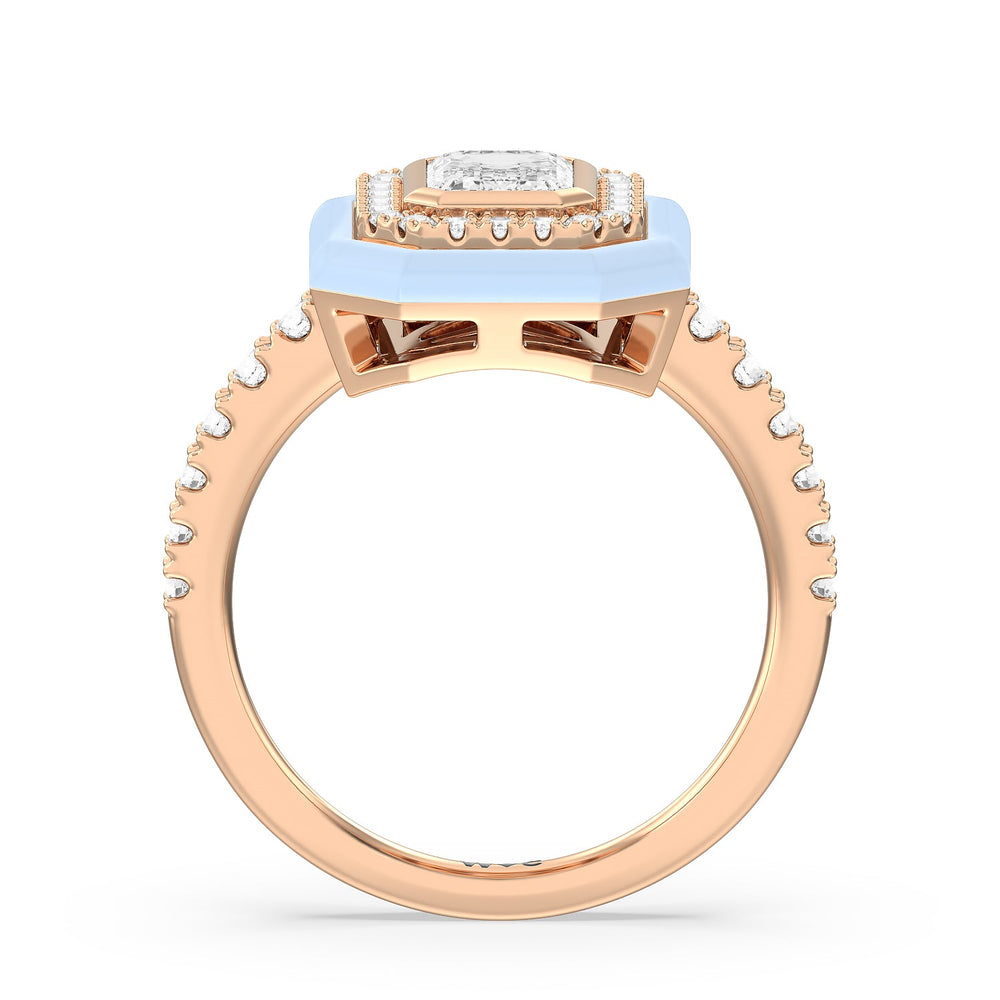 Accent Emerald Diamond Ring in Ceramic with 14KT Rose Gold / Mist / 1 3/8 Cut Diamond in 14KT Rose Gold / Mist / 1 3/8 view 2
