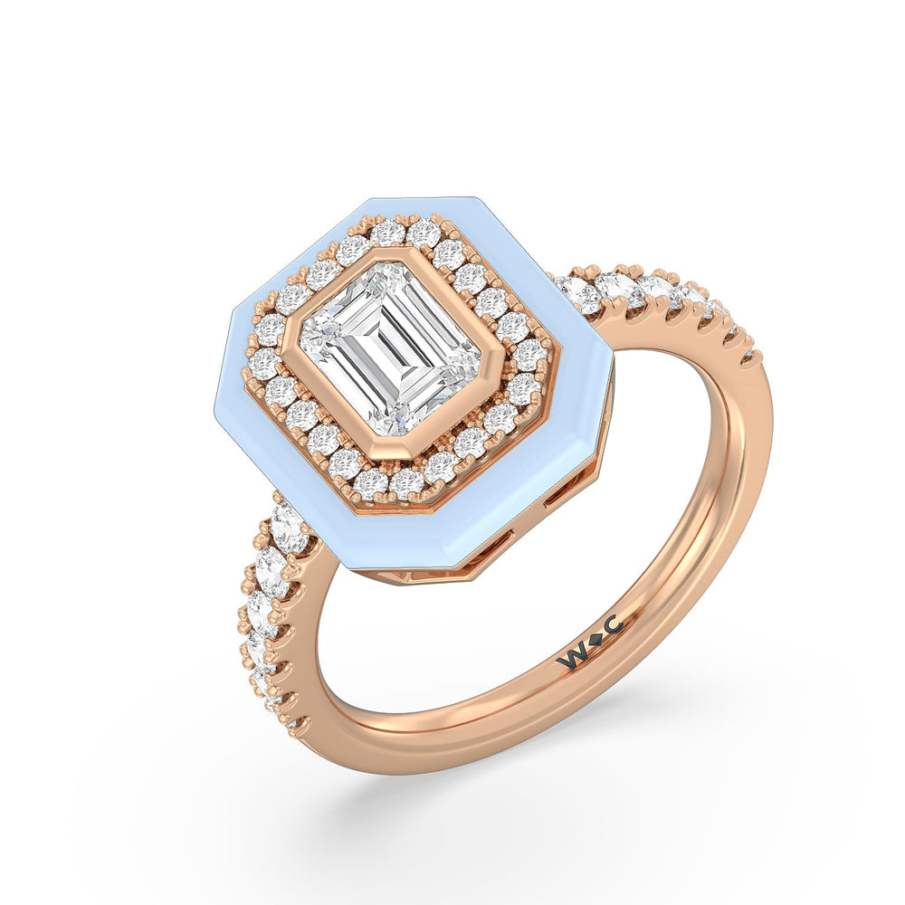 Accent Emerald Diamond Ring in Ceramic with 14KT Rose Gold / Mist / 1 3/8 Cut Diamond in 14KT Rose Gold / Mist / 1 3/8 view 3
