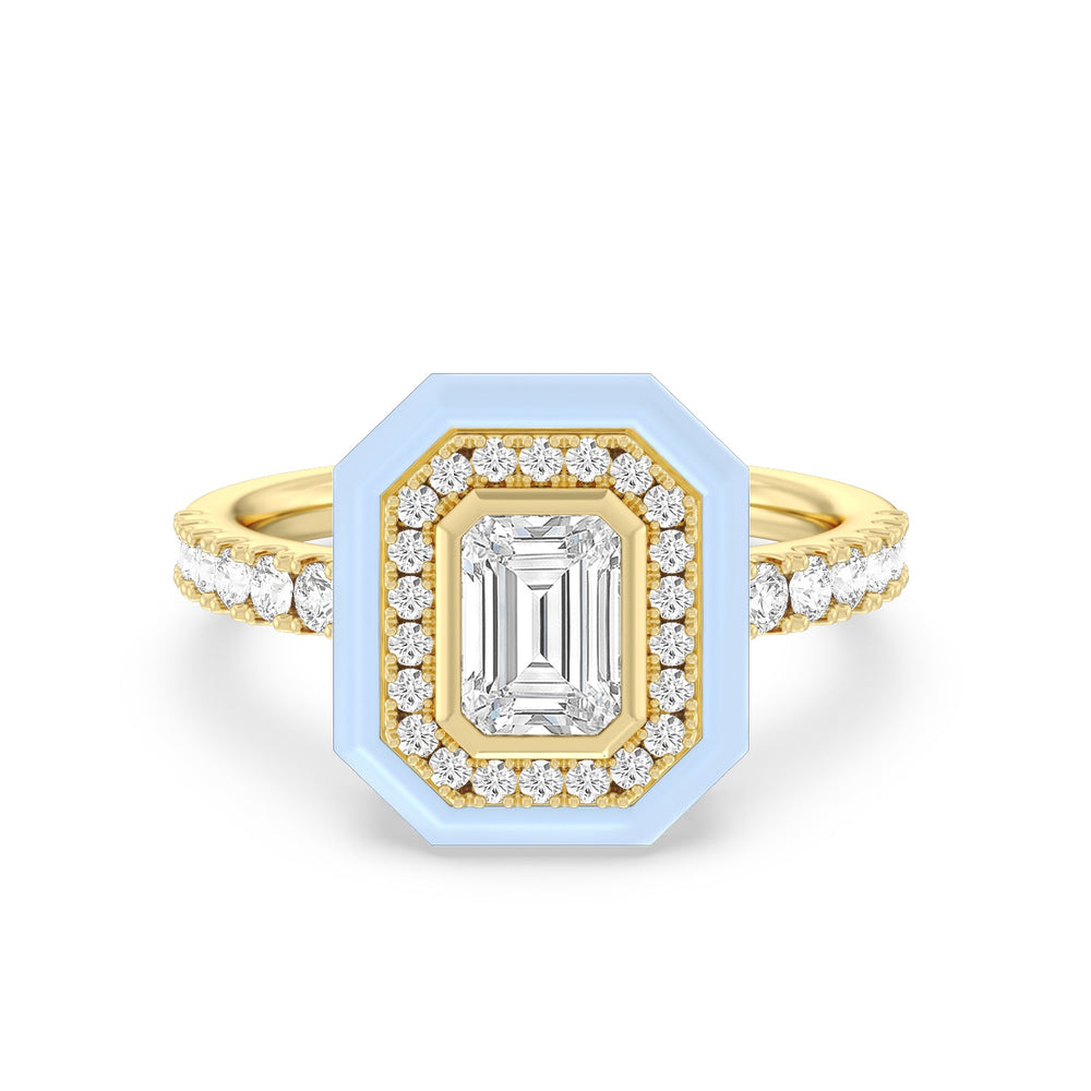 Accent Emerald Diamond Ring in Ceramic with 14KT Yellow Gold / Mist / 1 3/8 Cut Diamond in 14KT Yellow Gold / Mist / 1 3/8 view 1
