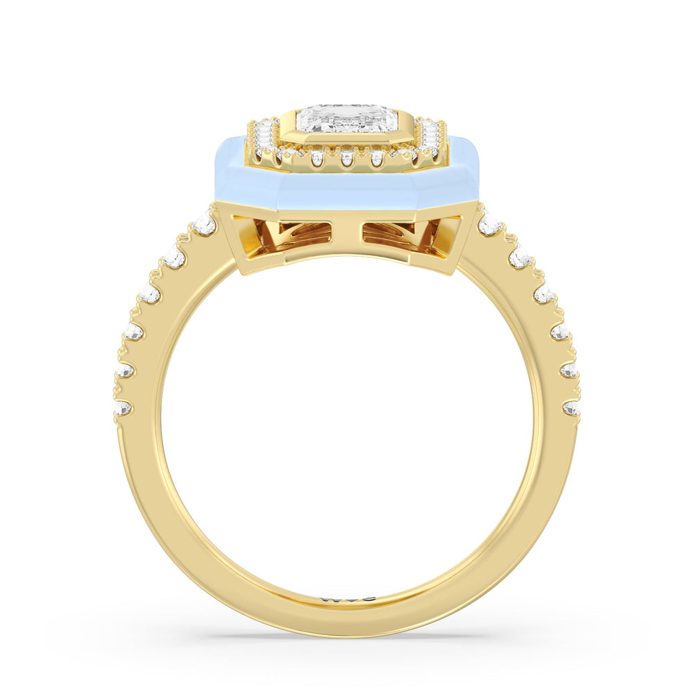 Accent Emerald Diamond Ring in Ceramic with 14KT Yellow Gold / Mist / 1 3/8 Cut Diamond in 14KT Yellow Gold / Mist / 1 3/8 view 2
