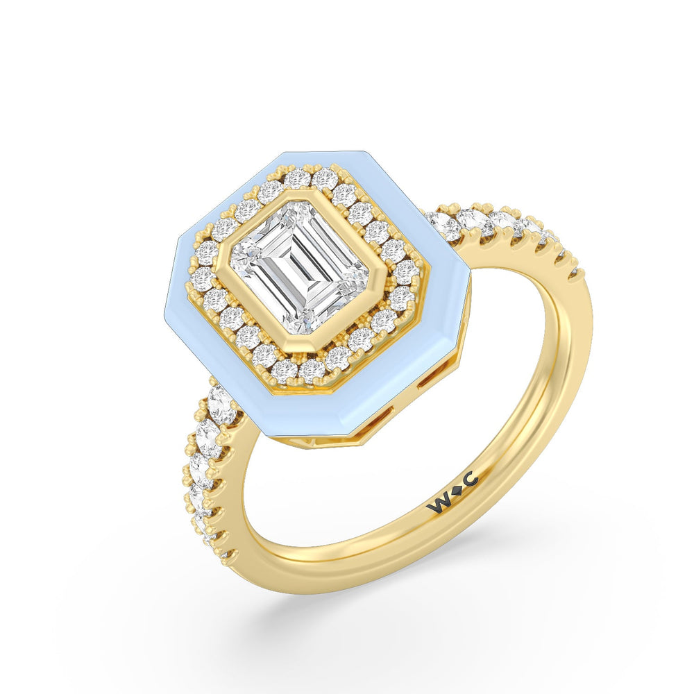 Accent Emerald Diamond Ring in Ceramic with 14KT Yellow Gold / Mist / 1 3/8 Cut Diamond in 14KT Yellow Gold / Mist / 1 3/8 view 3
