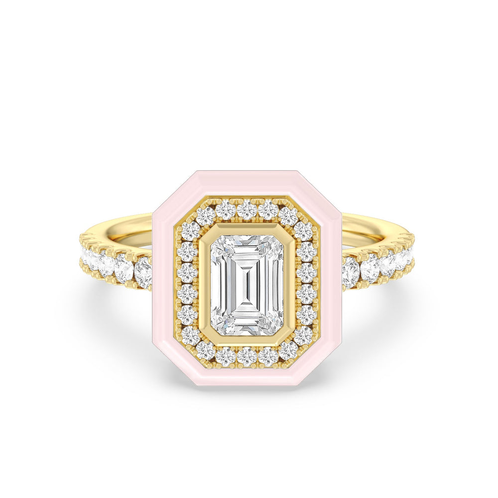 Accent Emerald Diamond Ring in Ceramic with 14KT Yellow Gold / Lilac Blush / 1 3/8 Cut Diamond in 14KT Yellow Gold / Lilac Blush / 1 3/8 view 1
