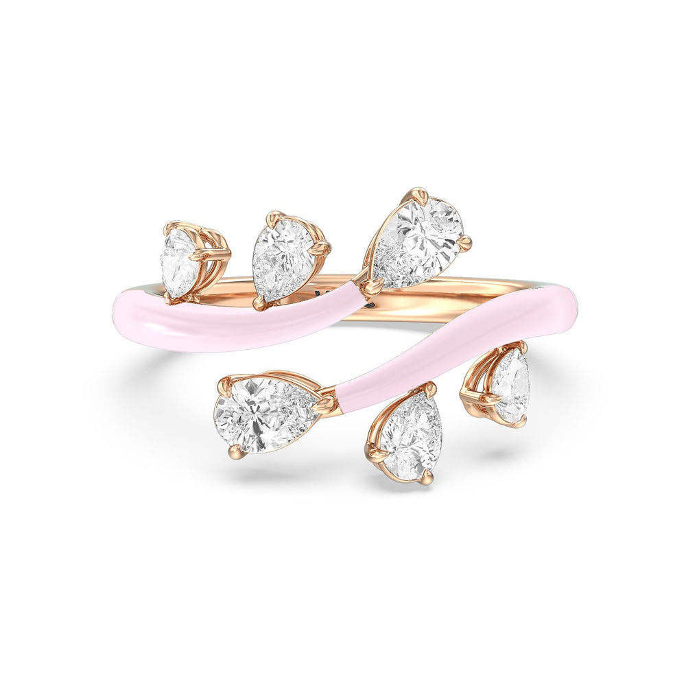 Swirl Diamond Split Ring in Ceramic with 14KT Rose Gold / Lavender Rose / 1 Cut Diamond in 14KT Rose Gold / Lavender Rose / 1 view 1
