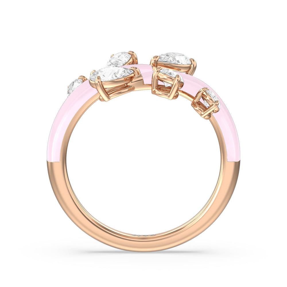 Swirl Diamond Split Ring in Ceramic with 14KT Rose Gold / Lavender Rose / 1 Cut Diamond in 14KT Rose Gold / Lavender Rose / 1 view 2
