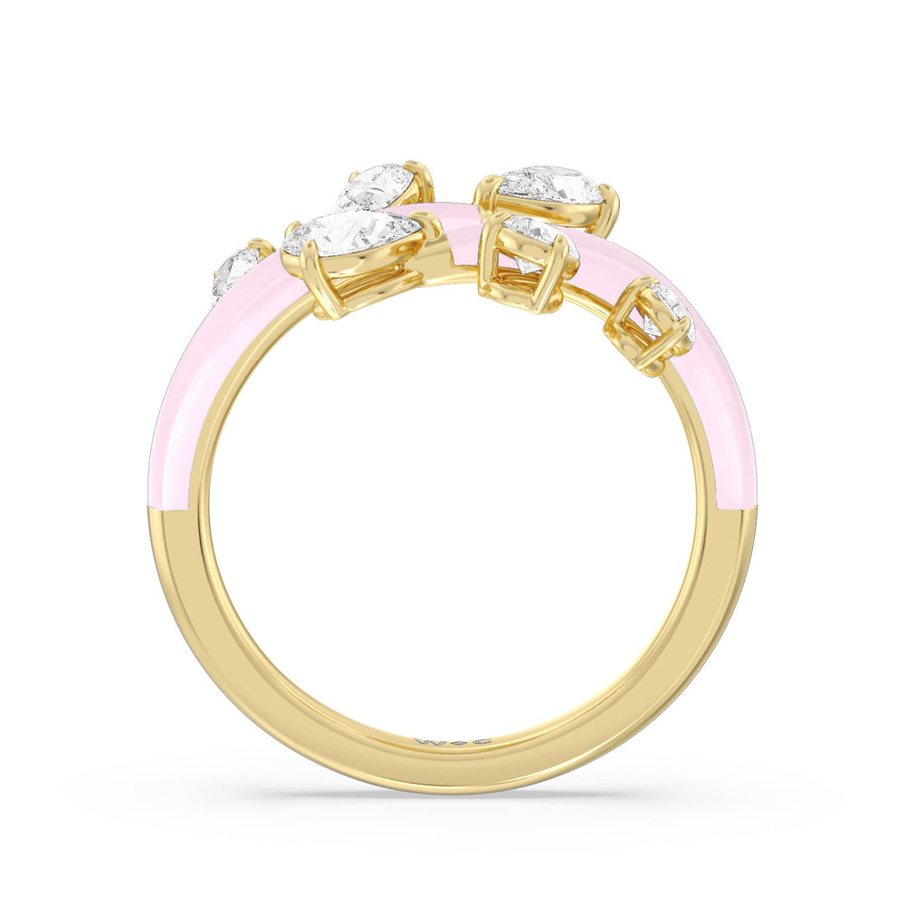 Swirl Diamond Split Ring in Ceramic with 14KT Yellow Gold / Lavender Rose / 1 Cut Diamond in 14KT Yellow Gold / Lavender Rose / 1 view 2
