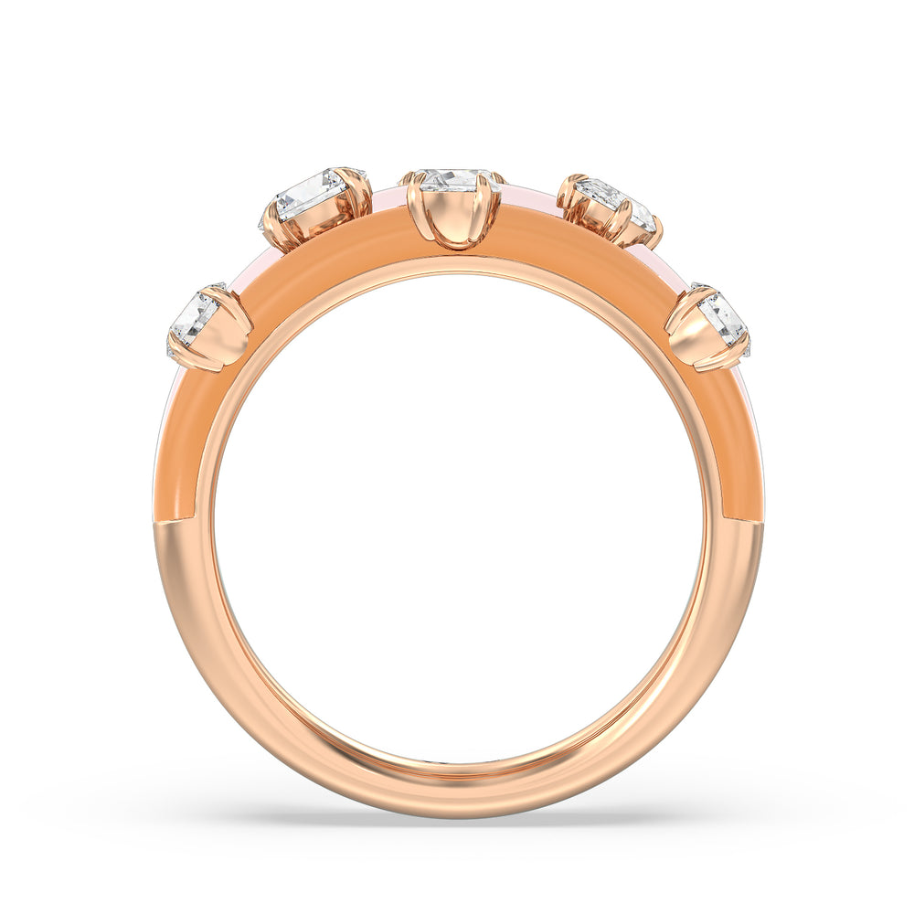 Stacked Mixed Shape Ring in Ceramic with 14KT Rose Gold / Lab / 1 5/8 Cut Diamond in 14KT Rose Gold / Lab / 1 5/8 view 2
