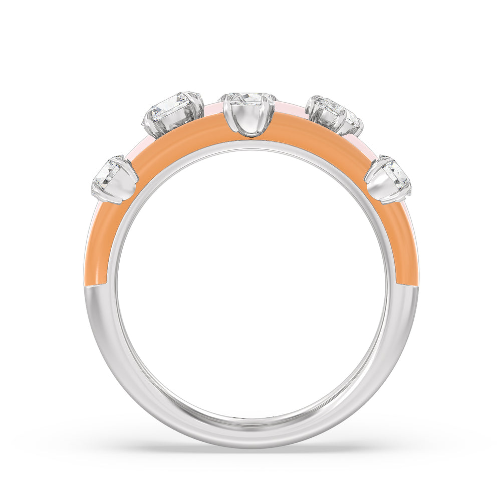 Stacked Mixed Shape Ring in Ceramic with 14KT White Gold / Lab / 1 5/8 Cut Diamond in 14KT White Gold / Lab / 1 5/8 view 2
