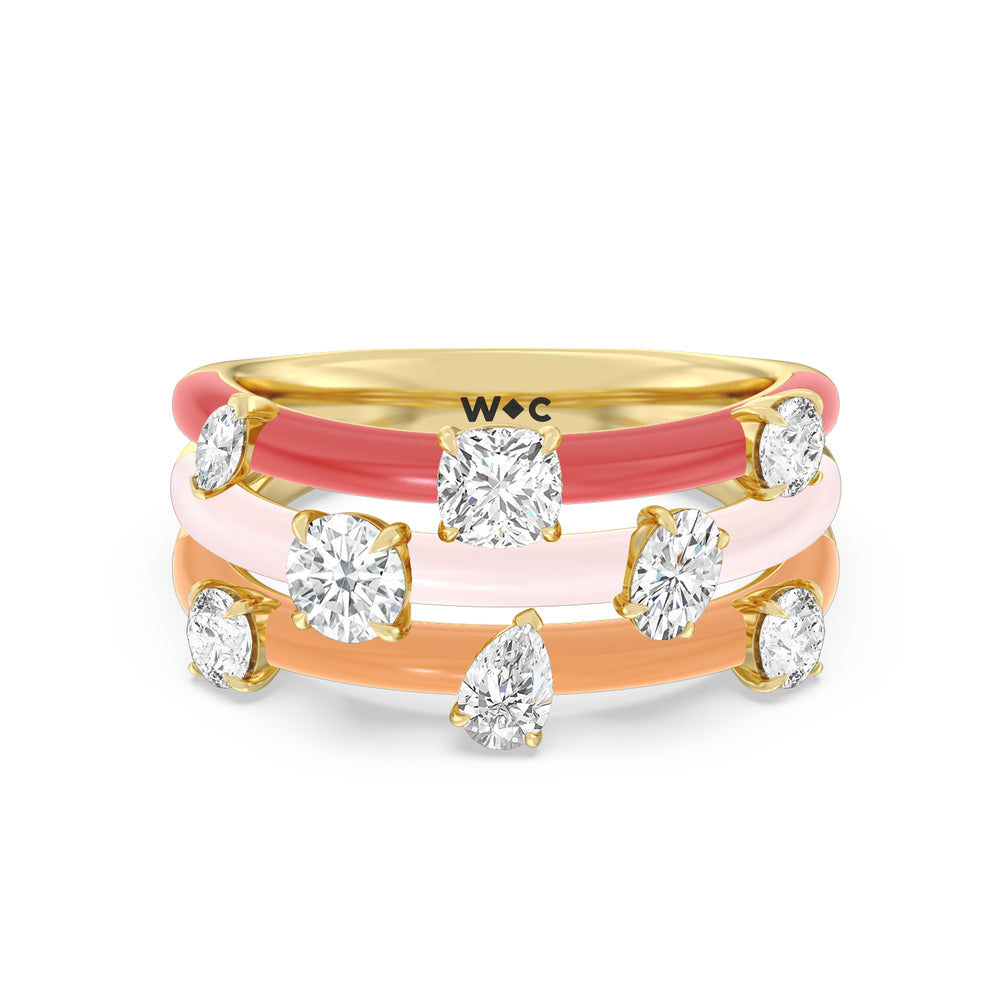 Stacked Mixed Shape Ring in Ceramic with 14KT Yellow Gold / Lab / 1 5/8 Cut Diamond in 14KT Yellow Gold / Lab / 1 5/8 view 1
