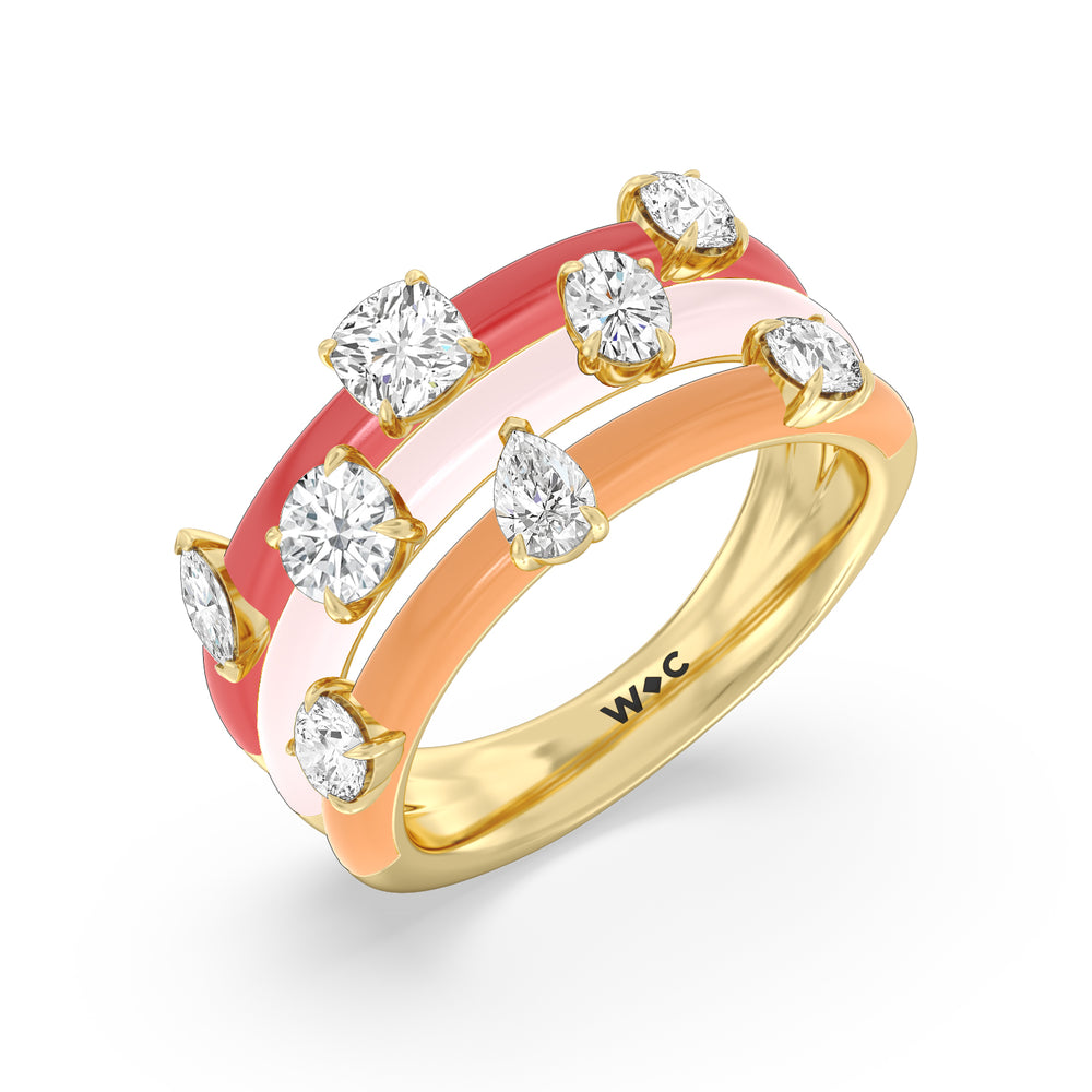 Stacked Mixed Shape Ring in Ceramic with 14KT Yellow Gold / Lab / 1 5/8 Cut Diamond in 14KT Yellow Gold / Lab / 1 5/8 view 3
