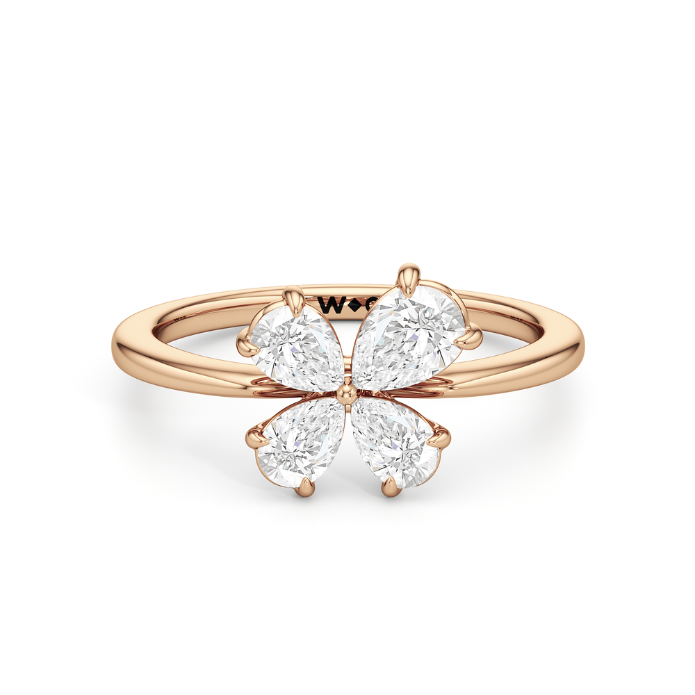Clover Fashion Ring with 14KT Rose Gold / Lab / 1 Cut Diamond in 14KT Rose Gold / Lab / 1 view 2
