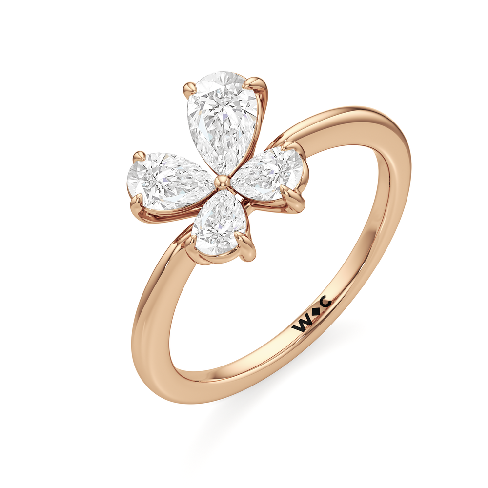 Clover Fashion Ring with 14KT Rose Gold / Lab / 1 Cut Diamond in 14KT Rose Gold / Lab / 1 view 4
