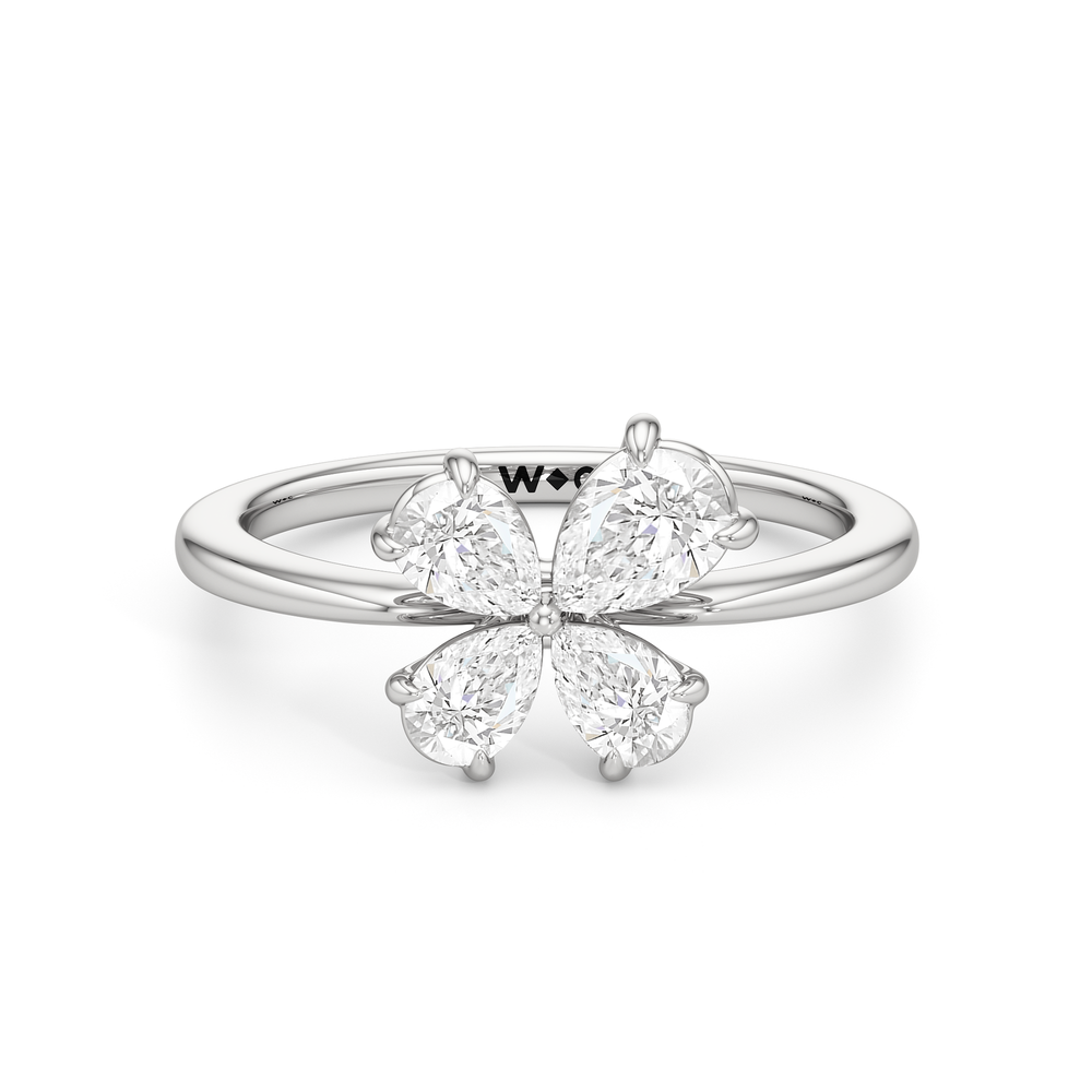 Clover Fashion Ring with 14KT White Gold / Lab / 1 Cut Diamond in 14KT White Gold / Lab / 1 view 2
