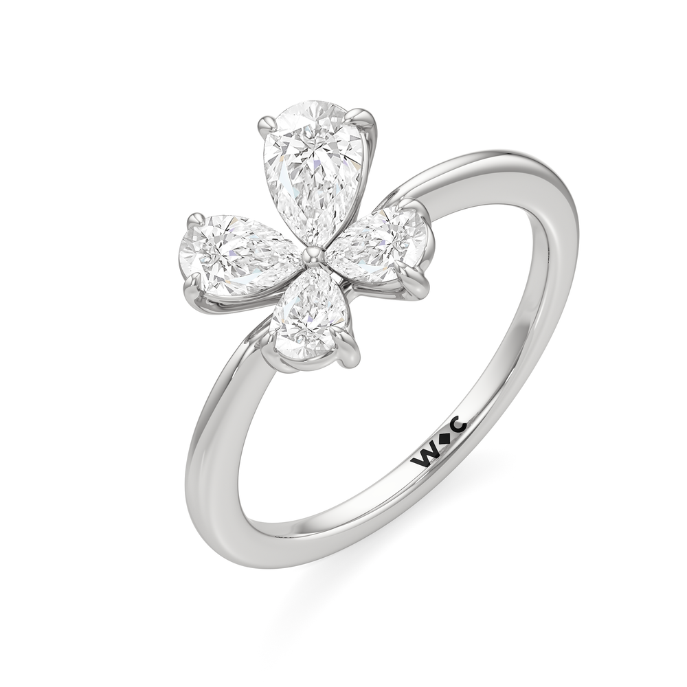 Clover Fashion Ring with 14KT White Gold / Lab / 1 Cut Diamond in 14KT White Gold / Lab / 1 view 4
