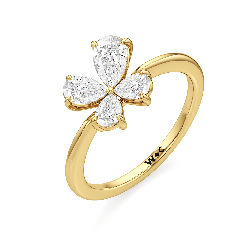 Clover Fashion Ring with 14KT Yellow Gold / Lab / 1 Cut Diamond in 14KT Yellow Gold / Lab / 1 view 4
