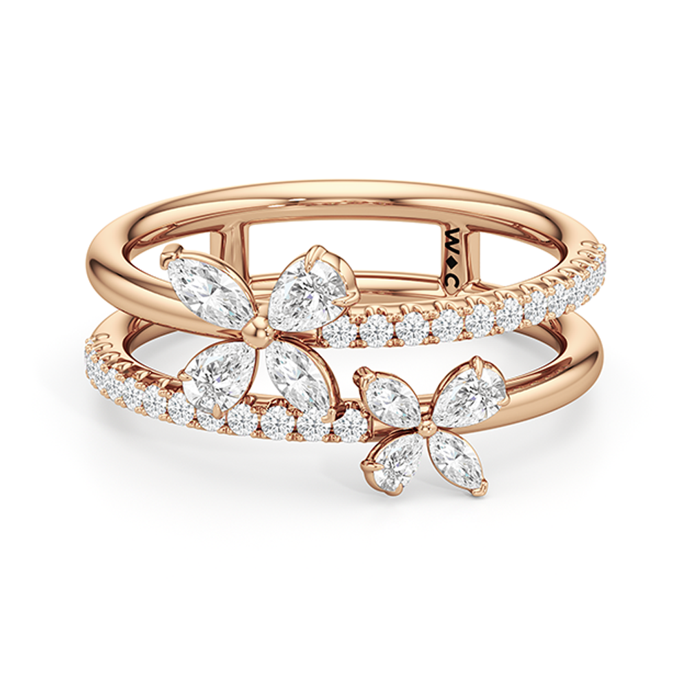Marsilea Fashion Ring with 14KT Rose Gold / Lab / 3/4 Cut Diamond in 14KT Rose Gold / Lab / 3/4 view 2
