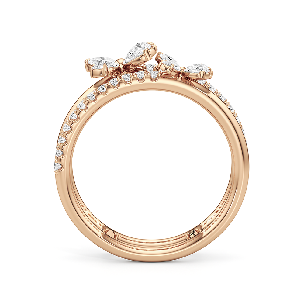 Marsilea Fashion Ring with 14KT Rose Gold / Lab / 3/4 Cut Diamond in 14KT Rose Gold / Lab / 3/4 view 3
