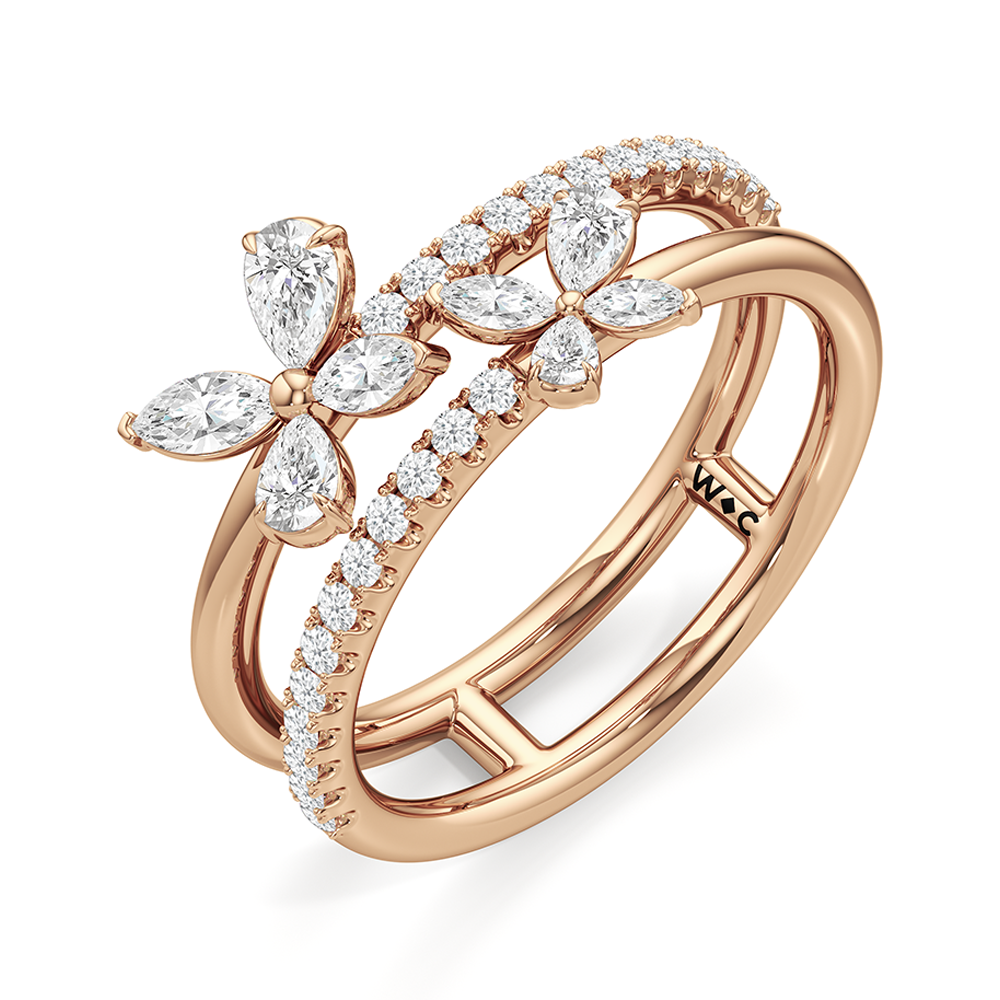 Marsilea Fashion Ring with 14KT Rose Gold / Lab / 3/4 Cut Diamond in 14KT Rose Gold / Lab / 3/4 view 4
