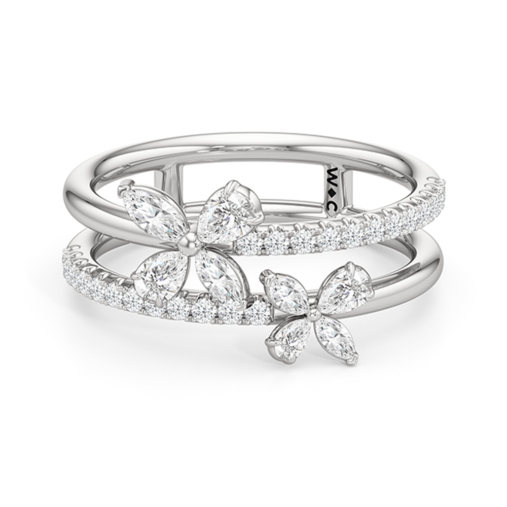 Marsilea Fashion Ring with 14KT White Gold / Lab / 3/4 Cut Diamond in 14KT White Gold / Lab / 3/4 view 2
