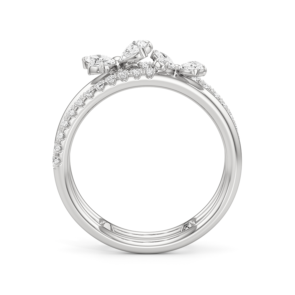 Marsilea Fashion Ring with 14KT White Gold / Lab / 3/4 Cut Diamond in 14KT White Gold / Lab / 3/4 view 3
