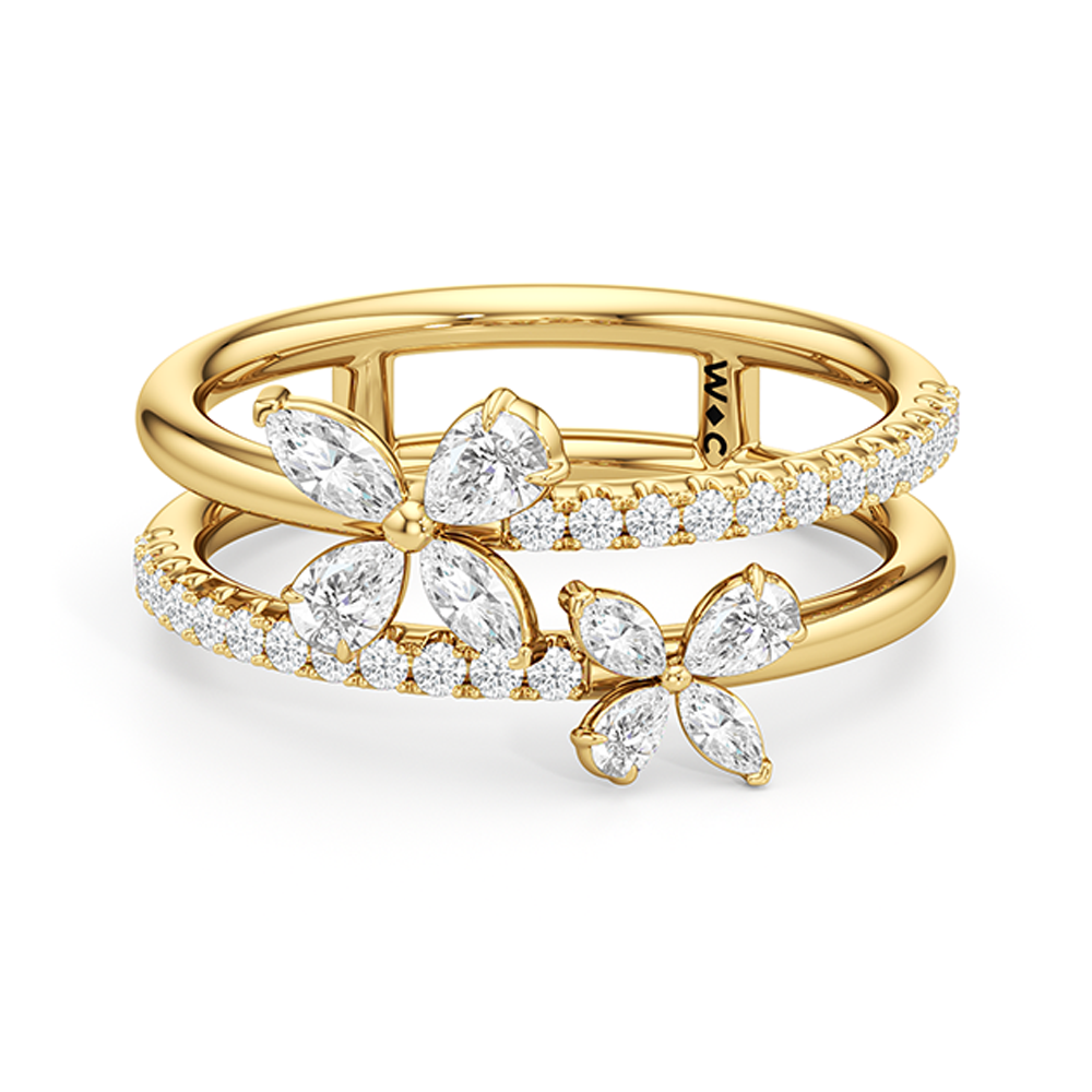 Marsilea Fashion Ring with 14KT Yellow Gold / Lab / 3/4 Cut Diamond in 14KT Yellow Gold / Lab / 3/4 view 2
