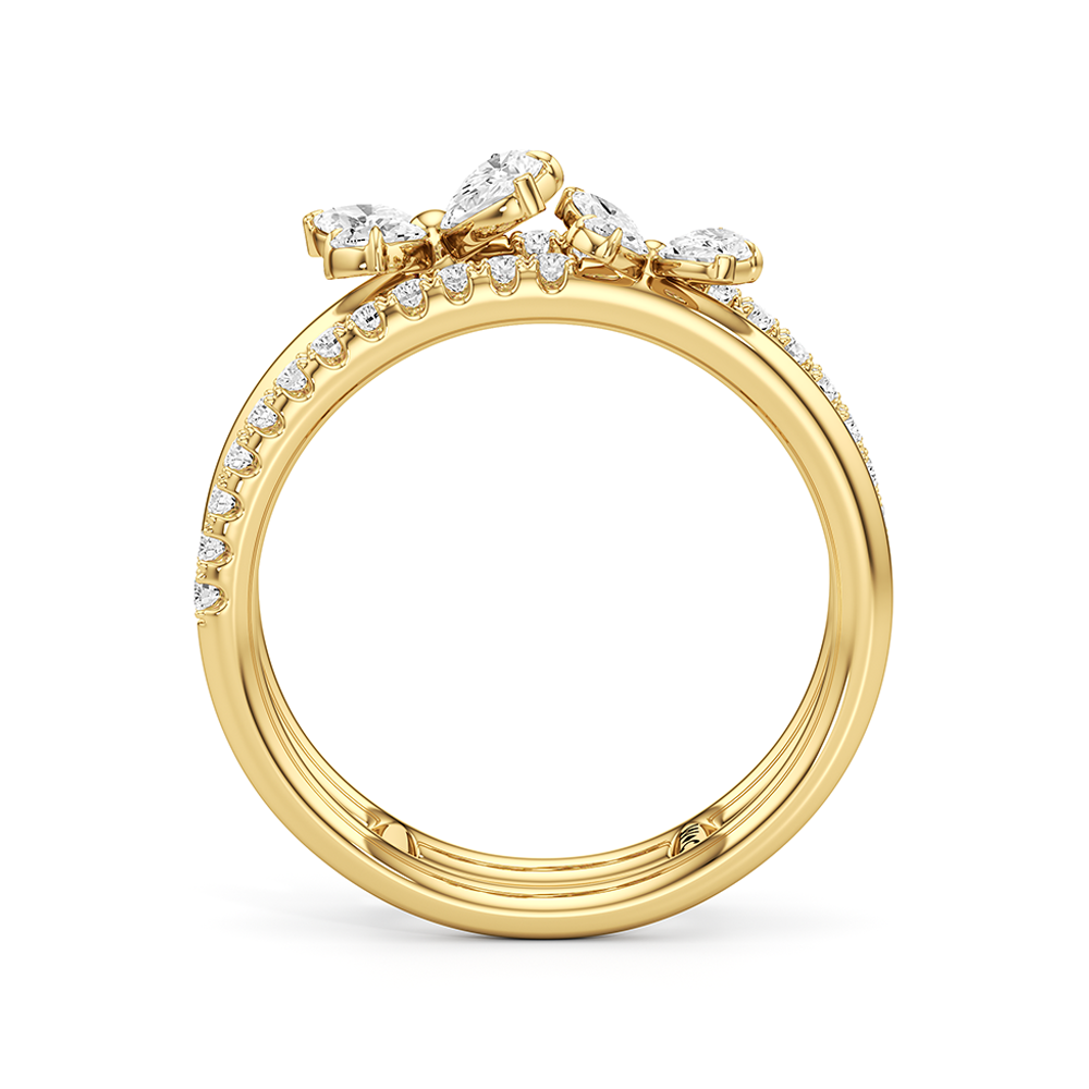 Marsilea Fashion Ring with 14KT Yellow Gold / Lab / 3/4 Cut Diamond in 14KT Yellow Gold / Lab / 3/4 view 3

