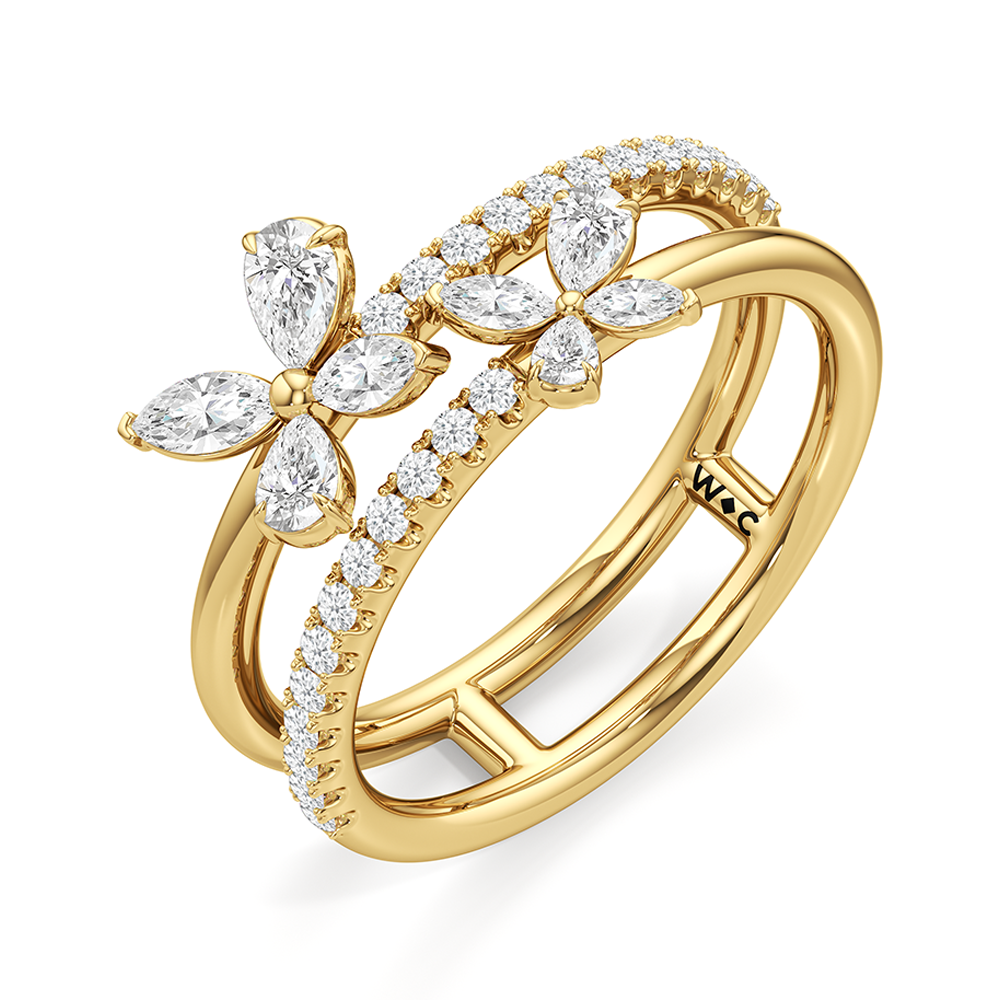 Marsilea Fashion Ring with 14KT Yellow Gold / Lab / 3/4 Cut Diamond in 14KT Yellow Gold / Lab / 3/4 view 4
