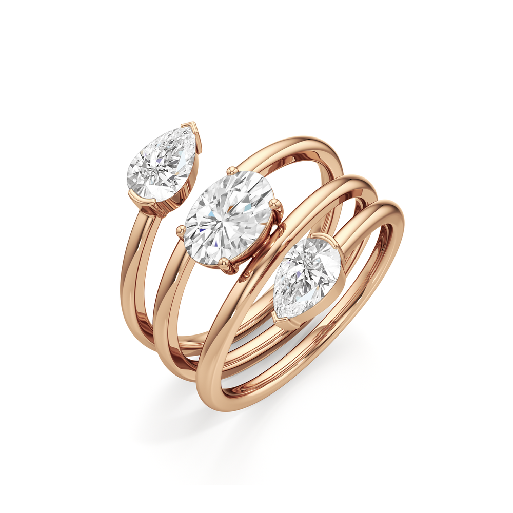 The Remi Ring with 18KT Rose Gold / Lab / 2 Cut Diamond in 14KT Rose Gold / Lab / 2 view 3
