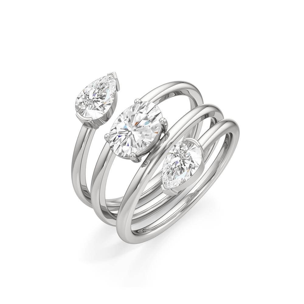 The Remi Ring with Platinum / Lab / 2 Cut Diamond in 14KT Platinum / Lab / 2 view 3
