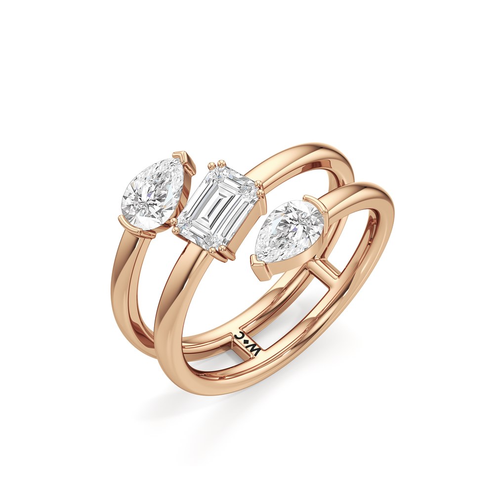 The Wren Ring with 18KT Rose Gold / Lab / 2 7/8 Cut Diamond in 14KT Rose Gold / Lab / 2 7/8 view 3
