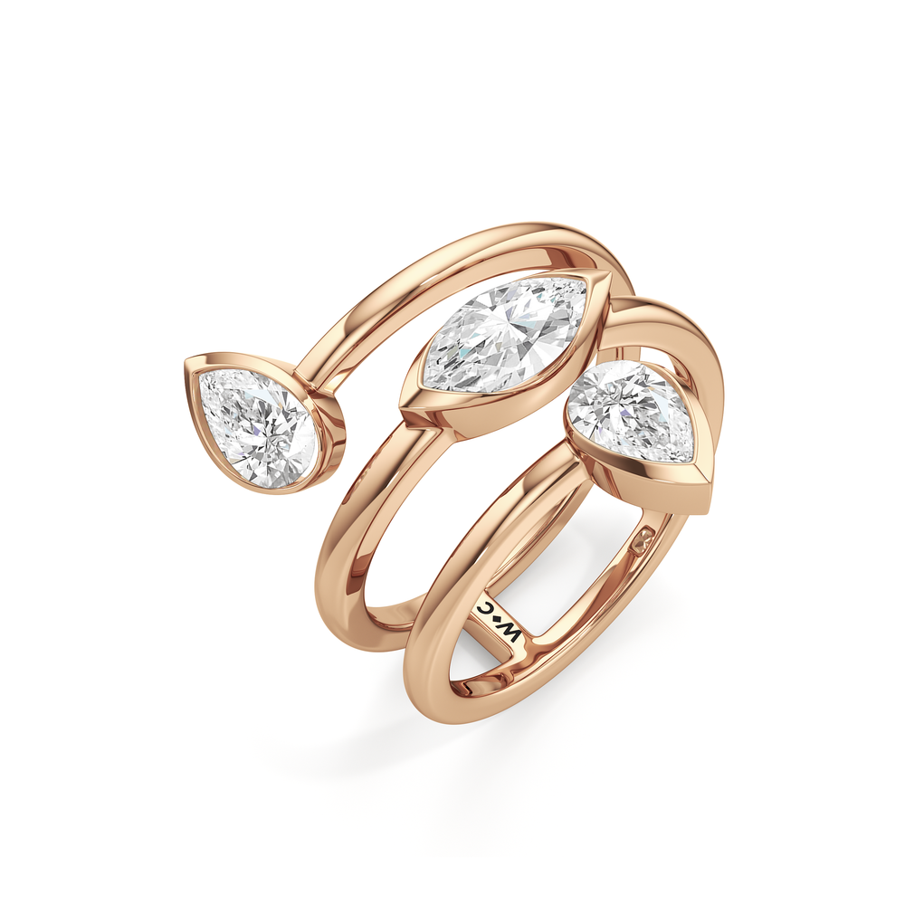 The Aria Ring with 14KT Rose Gold / Lab / 2 Cut Diamond in 14KT Rose Gold / Lab / 2 view 3
