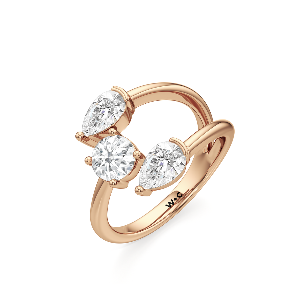 The Isa Ring with 14KT Rose Gold / Lab / 2 Cut Diamond in 14KT Rose Gold / Lab / 2 view 3
