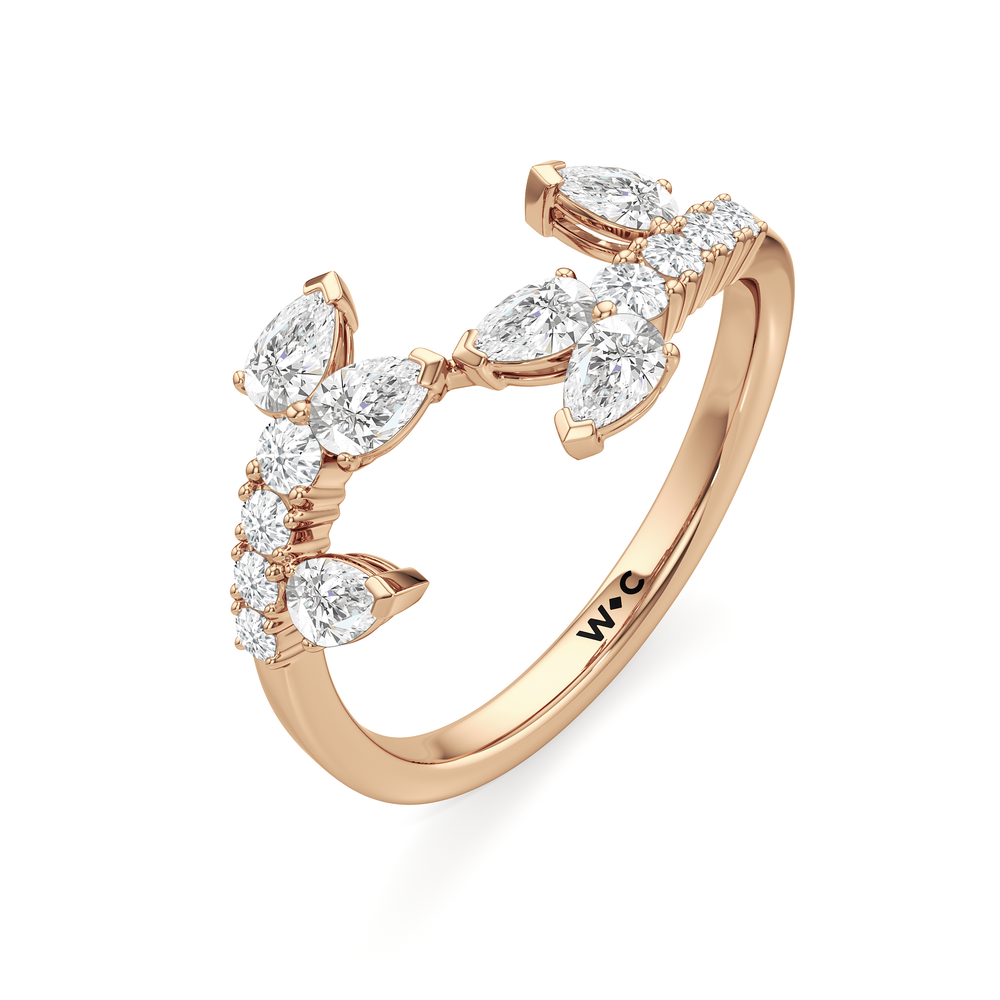 The Vine Curve Ring with 14KT Rose Gold / Lab / 3/4 Cut Diamond in 14KT Rose Gold / Lab / 3/4 view 5
