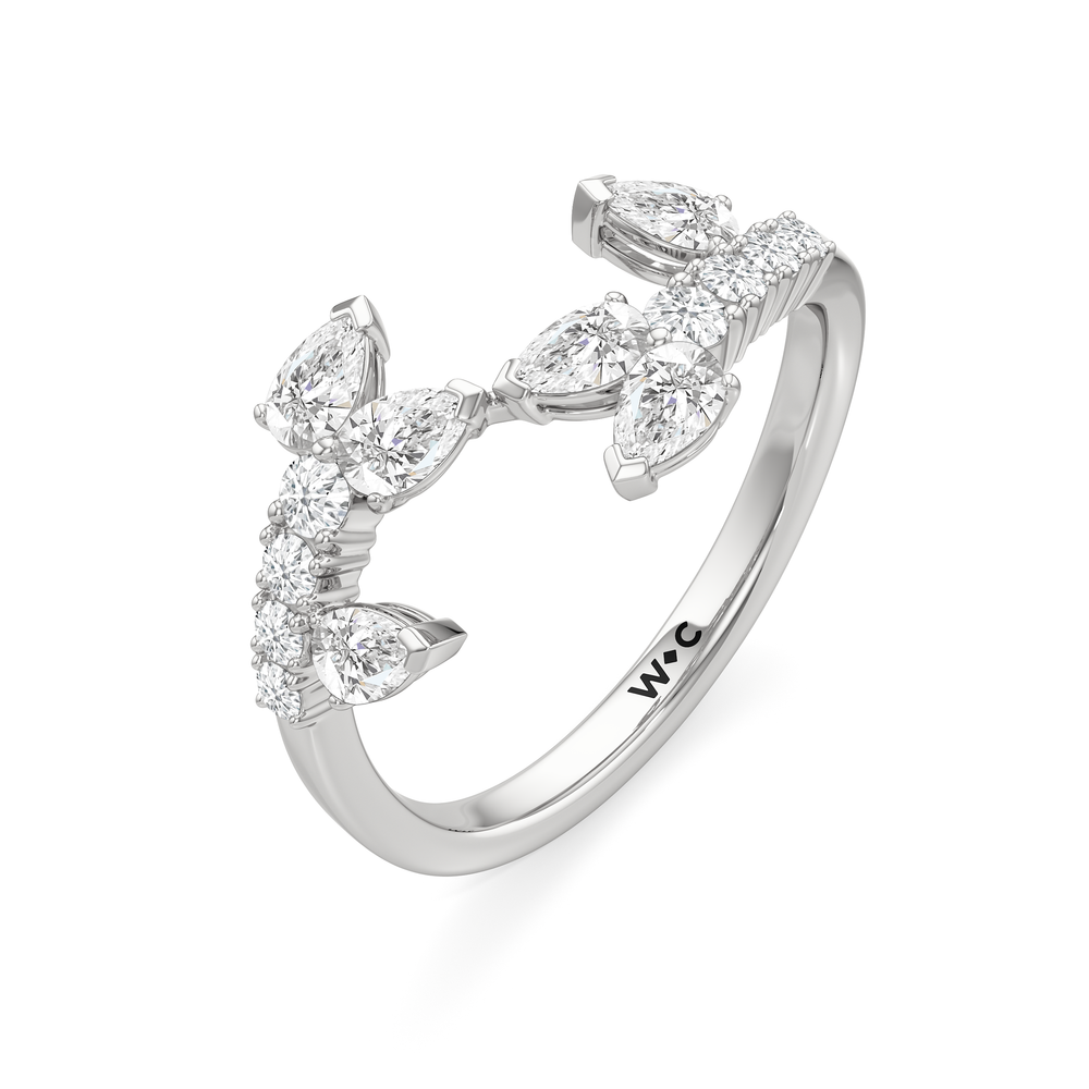 The Vine Curve Ring with 14KT White Gold / Lab / 3/4 Cut Diamond in 14KT White Gold / Lab / 3/4 view 5
