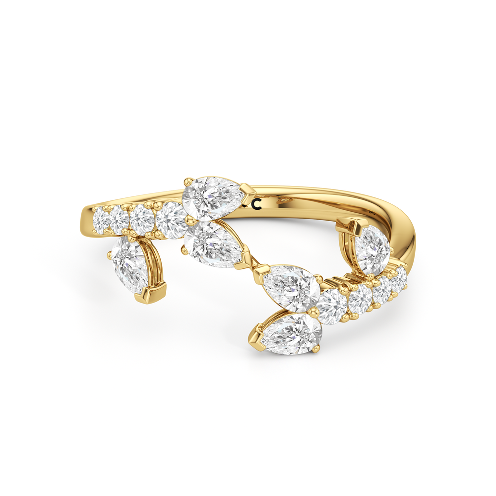 The Vine Curve Ring with 14KT Yellow Gold / Lab / 3/4 Cut Diamond in 14KT Yellow Gold / Lab / 3/4 view 1
