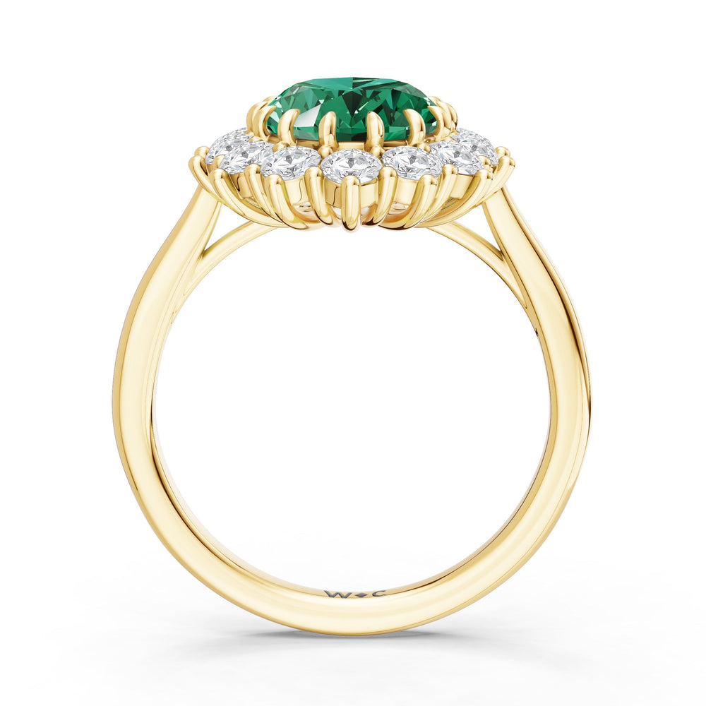 The Spencer Ring with Created Emerald Cut Diamond in 14KT Yellow Gold view 2
