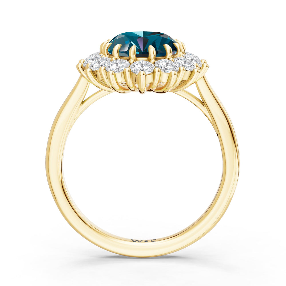 The Spencer Ring with Created London Blue Topaz Cut Diamond in 14KT Yellow Gold view 2

