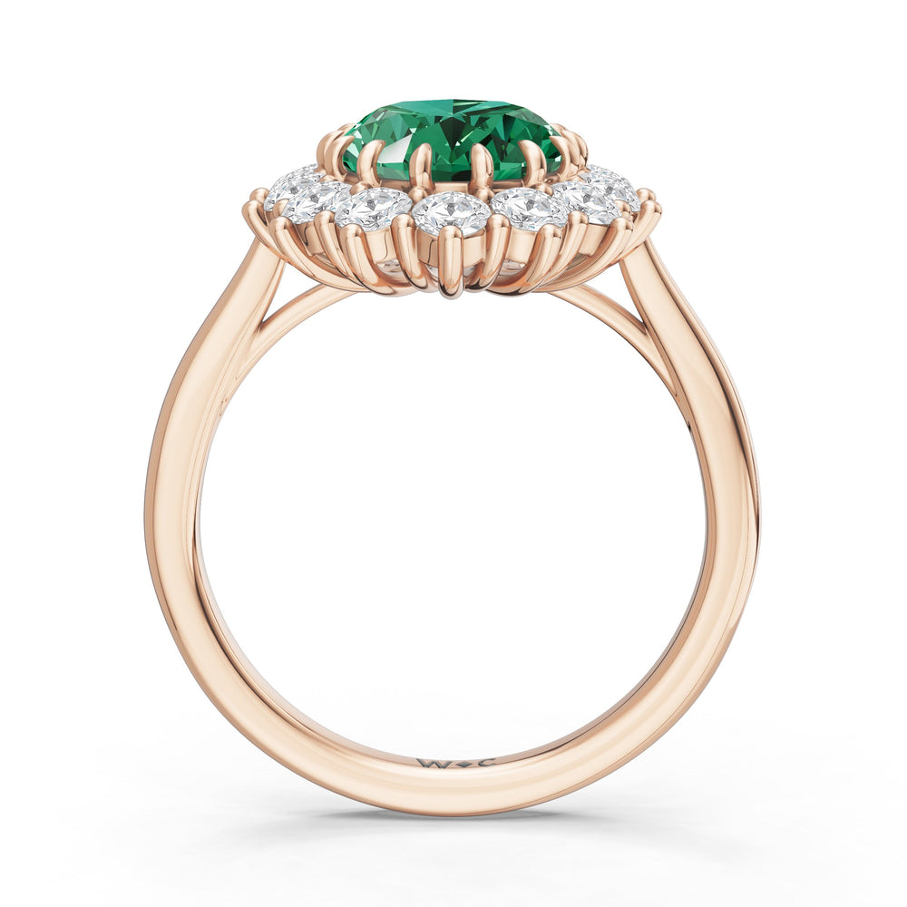 The Spencer Ring with Created Emerald Cut Diamond in 14KT Rose Gold view 2
