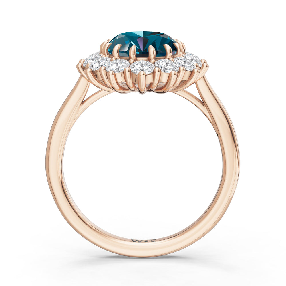 The Spencer Ring with Created London Blue Topaz Cut Diamond in 14KT Rose Gold view 2
