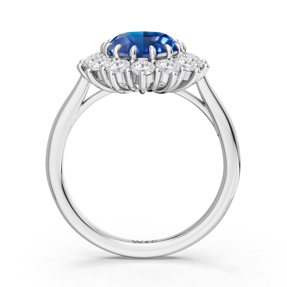 The Spencer Ring with Created Blue Sapphire Cut Diamond in 14KT Platinum view 2
