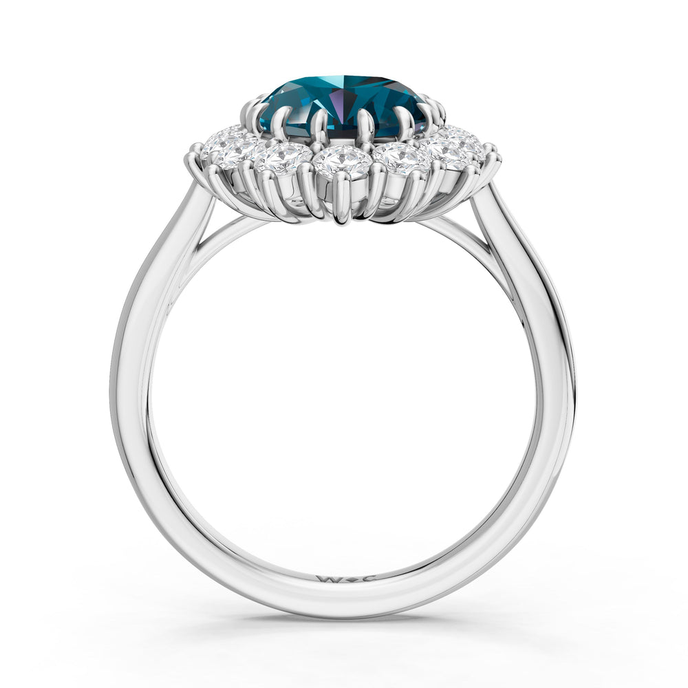 The Spencer Ring with Created London Blue Topaz Cut Diamond in 14KT Platinum view 2
