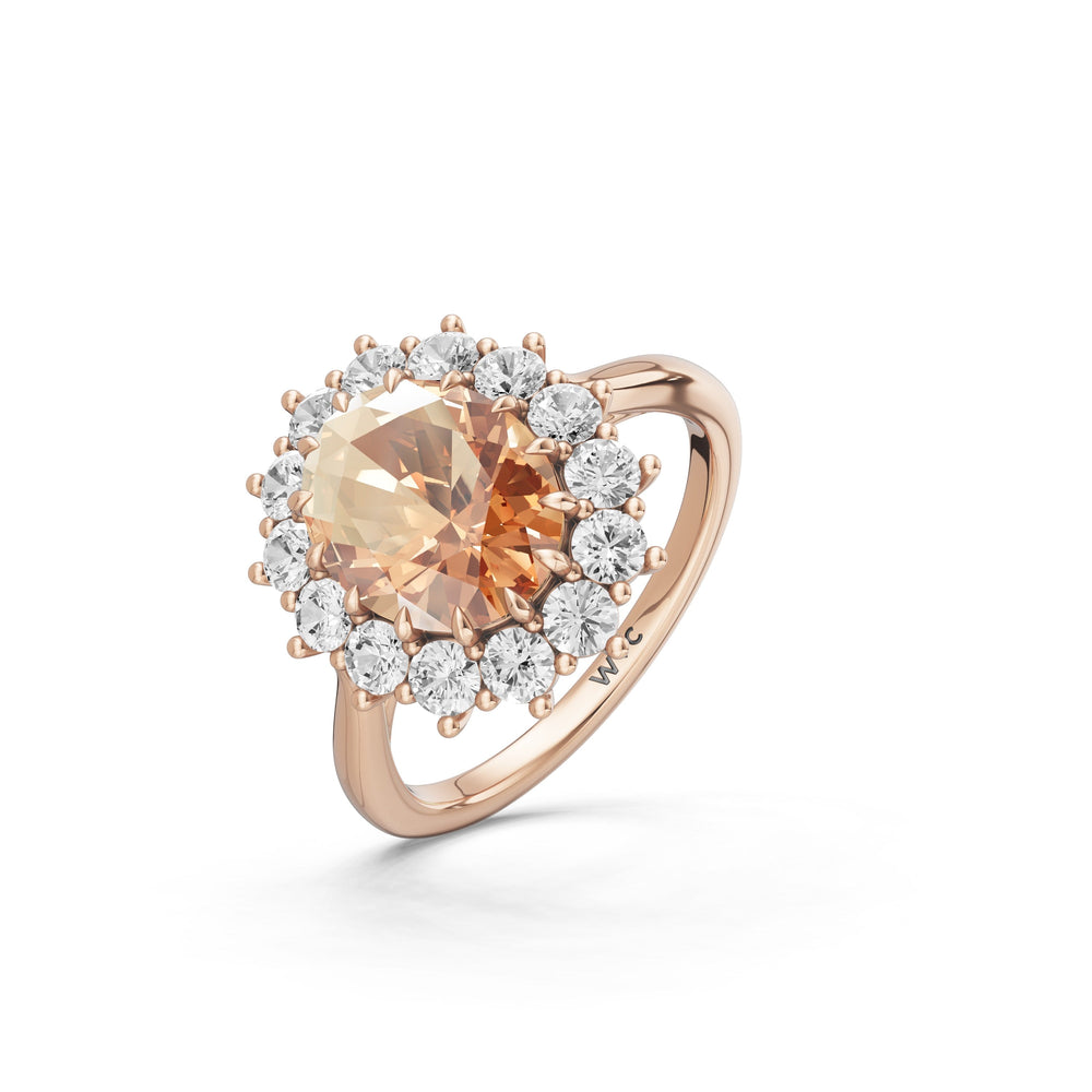 The Spencer Ring with 10X8 MM Cut Diamond in 14KT Rose Gold view 3
