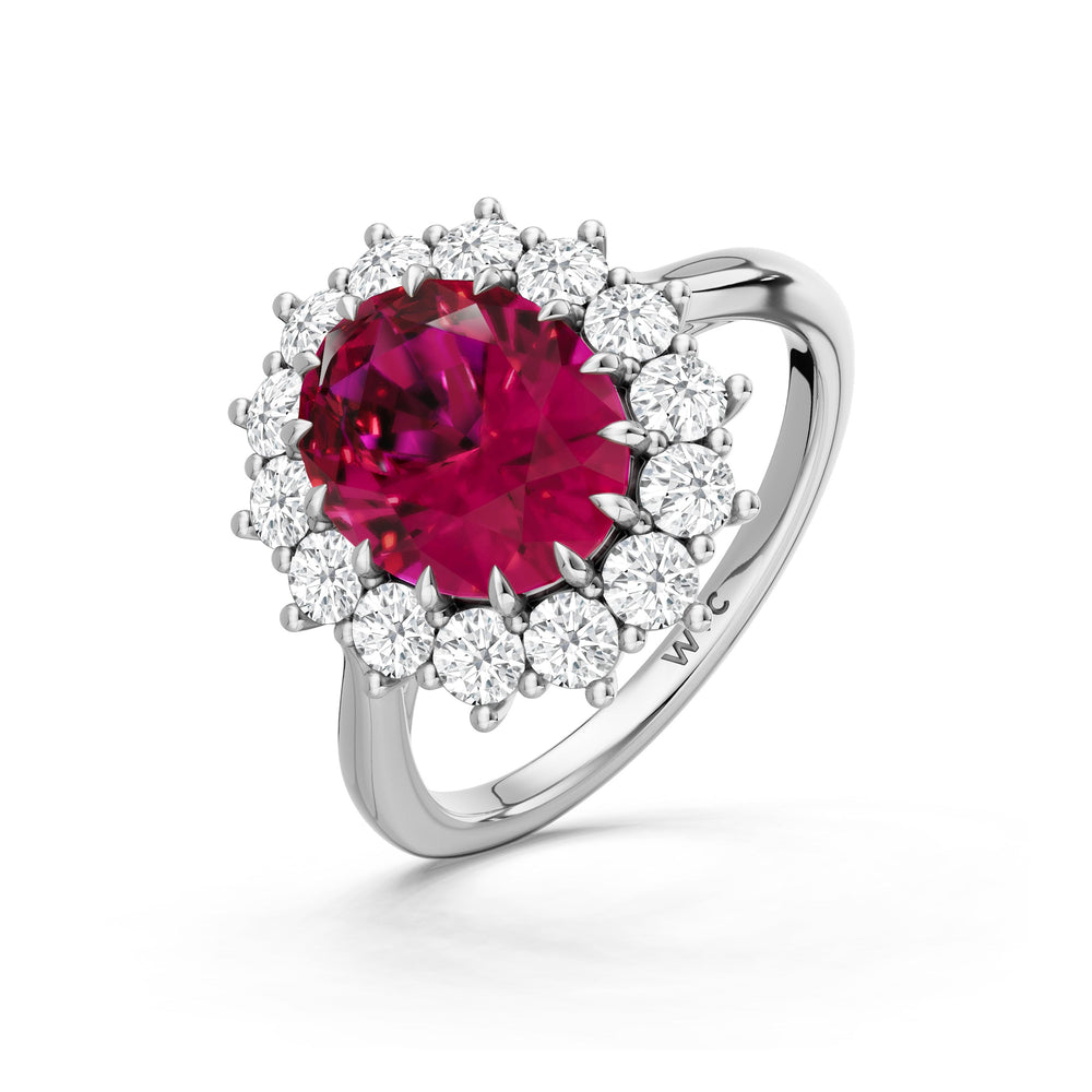 The Spencer Ring with Created Ruby Cut Diamond in 14KT Platinum view 3
