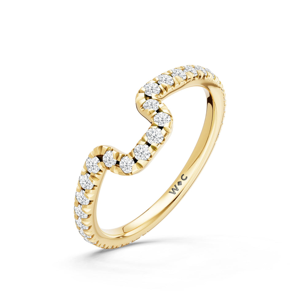 The Trilume Diamond Wedding Band with Created Emerald Cut Diamond in 14KT Yellow Gold view 4
