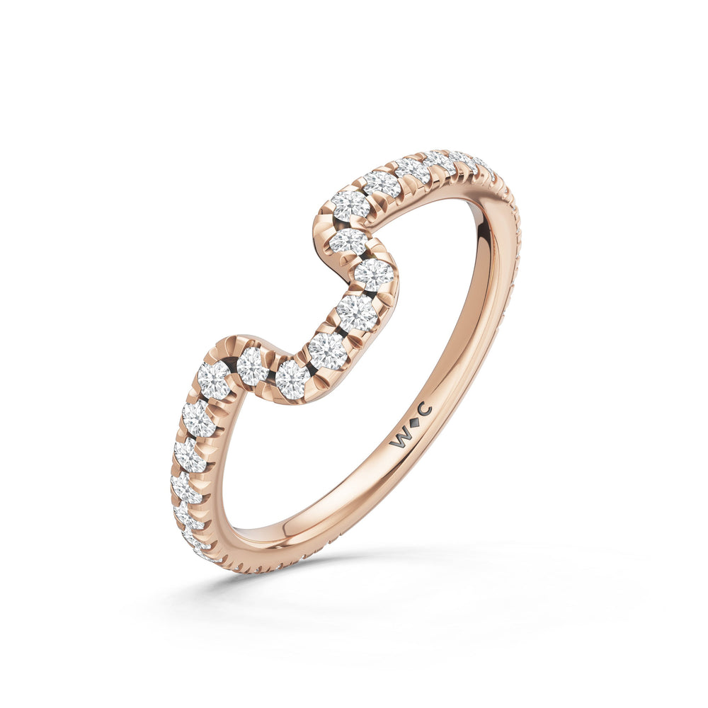 The Trilume Diamond Wedding Band with Created Emerald Cut Diamond in 14KT Rose Gold view 4
